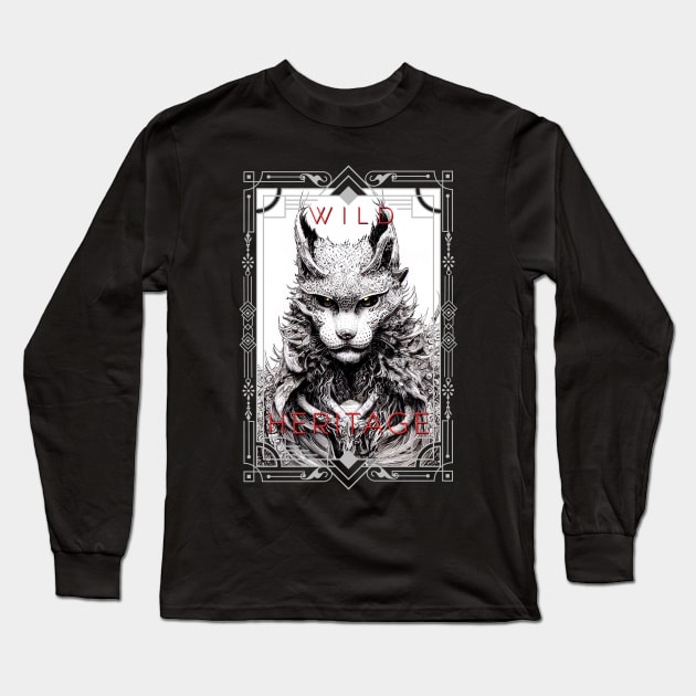 Lynx Wild Cat Animal Wild Nature Illustration Line Epic Illustration Line Art Long Sleeve T-Shirt by Cubebox